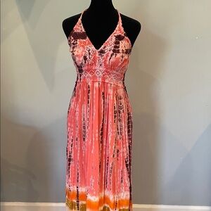 Elegant Pink and Orange Halter maxi Dress Steve Madden small